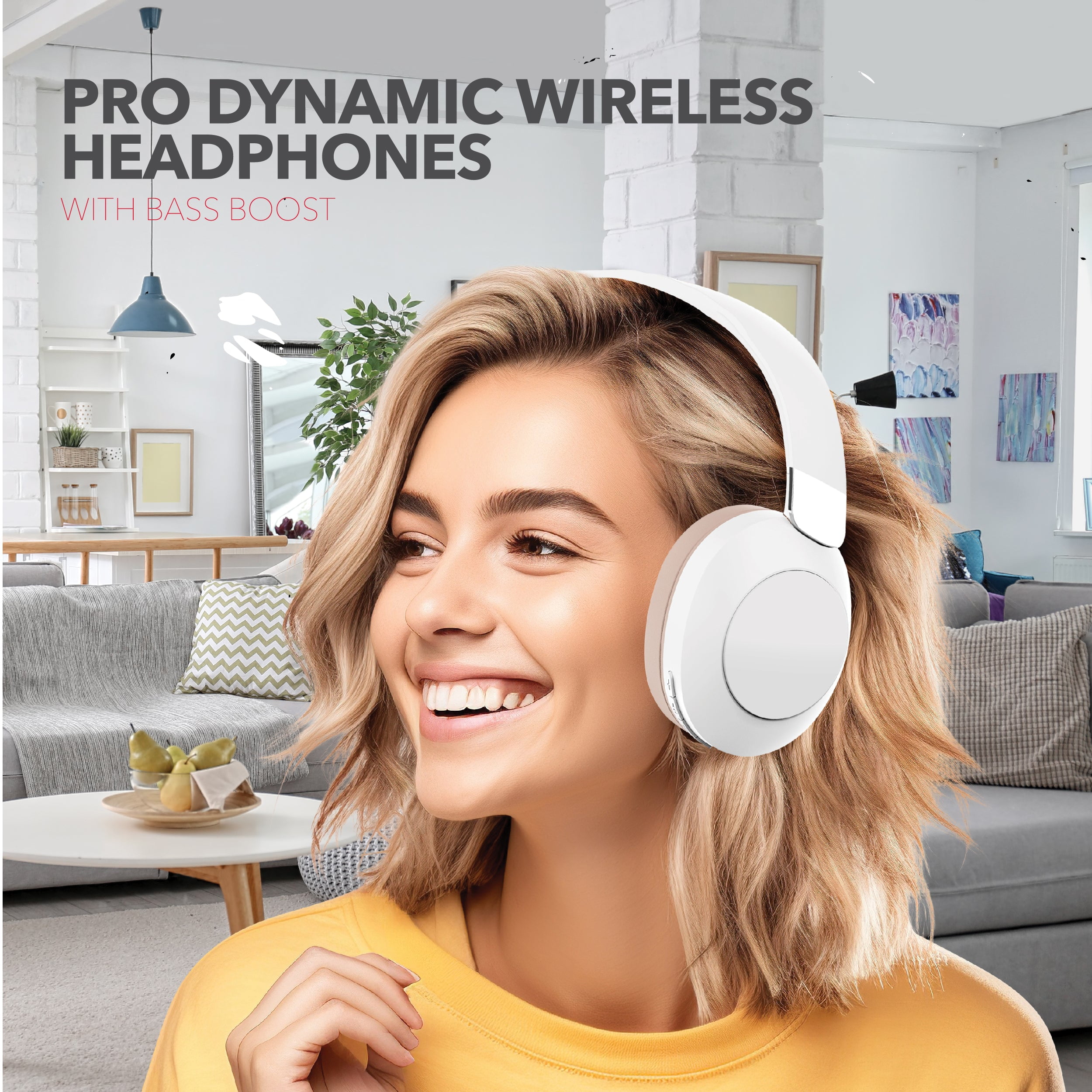RCA Wave-54 Bluetooth Headphones, 40H Playtime, Hi-Res Audio, White