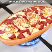 HAKAN Handmade Oval Clay Pan Set, Lead-Free Terracotta Pots for Cooking Fishes, Meat, Vegetables, or Mushrooms, Unglazed Earthenware Pottery Cookware Suitable for Stovetop and Oven-Cooking, 2 pcs