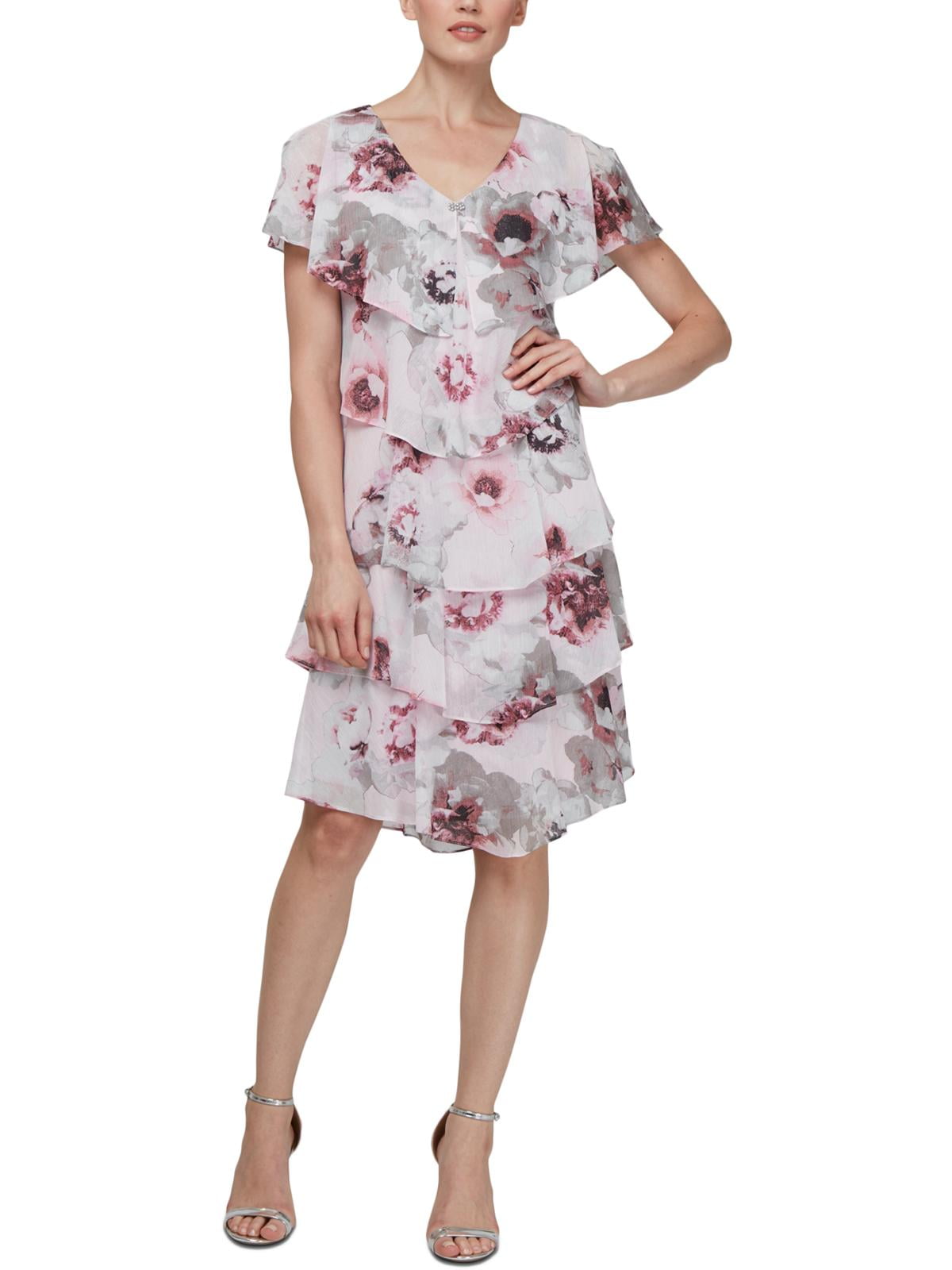 SLNY - SLNY Womens Floral Print Tiered Shift Dress - Walmart.com ...