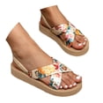thumbnail image 3 of IWRICH Platform Sandals for Women Summer Casual Bohemian Sandals Beach Vacations Open Toe Sandals with Elastic Ankle Straps Beige 7, 3 of 8