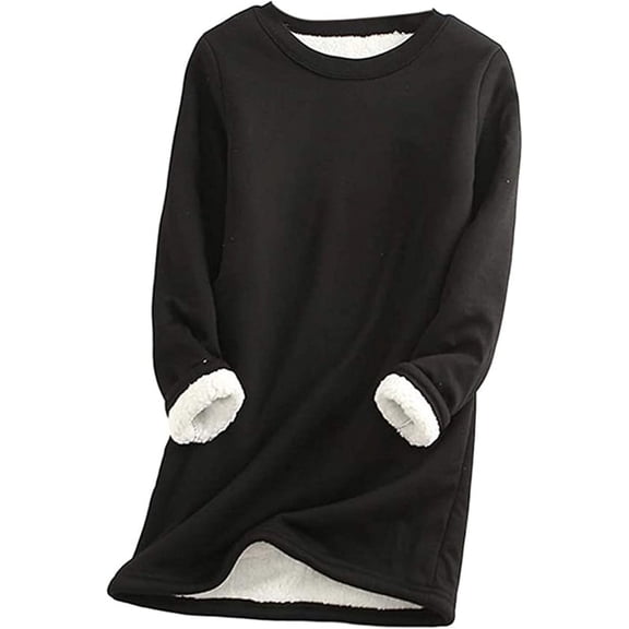 Yeokou Women Warm Sherpa Lined Fleece Crewneck Sport Sweatshirt Pullover Loungewear