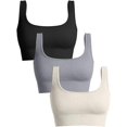 thumbnail image 1 of SURJDE Women's 3 Piece Medium Support Tank Top Ribbed Seamless Removable Cups Workout Exercise Sport Bra, 1 of 3