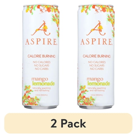 (2 pack) Aspire Healthy Energy Drinks Mango Lemonade Single Can 12 fl oz