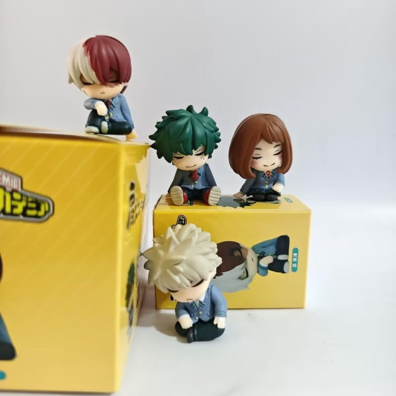 New Deku, Todoroki Shoto, Bakugo Katsuki Figure, Q Version Anime Figures 6cm/2.4inch Handmade Game Character Model Decoration Craft Gift (a)