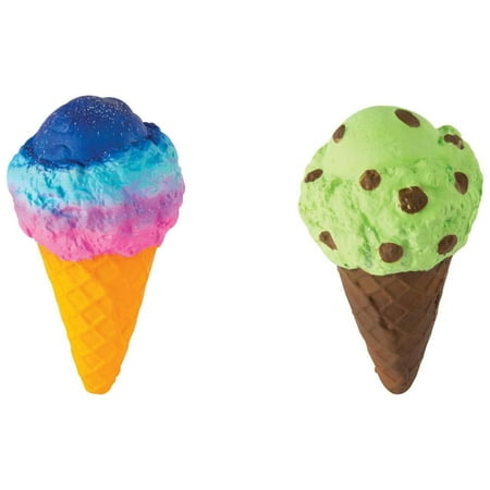 Grin Studio Amazing Squishee Food 2 Piece Cone Bundle- Includes Tie Die and Mint Chocolate Chip Squishie | Stress Relieving Squishy | Perfect Toy for Birthday Gifts, Parties, Kids or Adults!