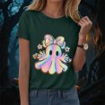 thumbnail image 2 of TOWED22 Halloween Shirts for Women Bow Ghost Shirt Cute Spooky Tshirt Fall Flower Graphic Tees Short Sleeve Casual Tops(Dark Green,XXL), 2 of 8