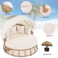 thumbnail image 4 of Harper & Bright Designs Outdoor Rattan Round Daybed, Patio Wicker Sunbed with Retractable Canopy, Poolside Sunbed Sofa with Removable Cushions for Garden Backyard Porch, Beige, 4 of 11
