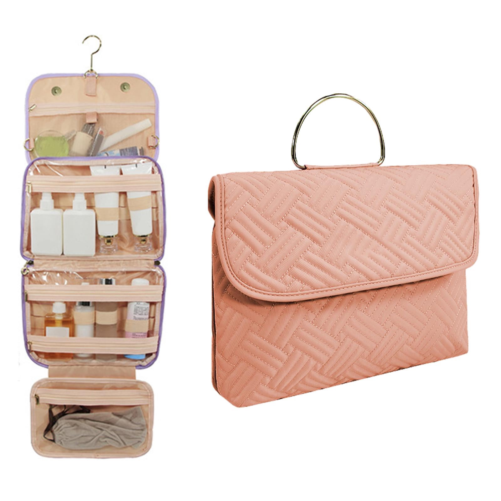 Waterproof Toiletry Bag Hanging Travel Makeup Bag Hanging Makeup Organizer Toiletries Pouch for Business Trips Home Daily Use Pink