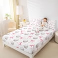 thumbnail image 4 of jejeloiu Cute Pink Bowknot Full Size Sheets,Kids Volleyball Game Bed Sheets For Bow Girls 4-Piece, 4 of 7