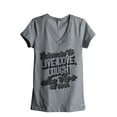 thumbnail image 1 of I Promise To Live Laugh Love Women's Fashion Relaxed V-Neck T-Shirt Tee Heather Grey Small, 1 of 3