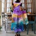 thumbnail image 6 of Uootdi Women's Pinafore Dresses Crew Neck Sleeveless Flower Pattern Pocket Linen Dresses Casual Comfortable Relaxed Maxi Dresses Gift, 6 of 7