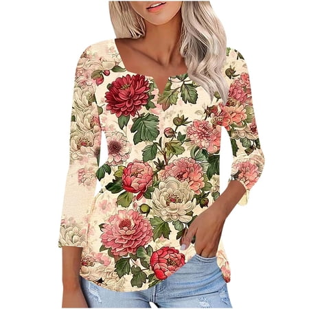 Fall Tops for Women Tops Fall 2025 Fashion Women 3/4 Sleeve Tops Plus Size Womens Blouses New & Trending Gifts