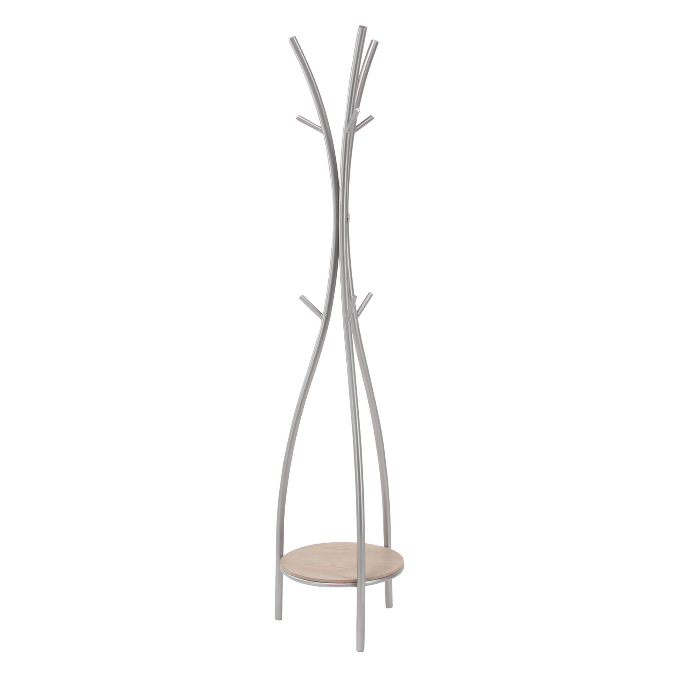 DecMode 17" x 73" Silver Metal Coat Rack, 1-Piece