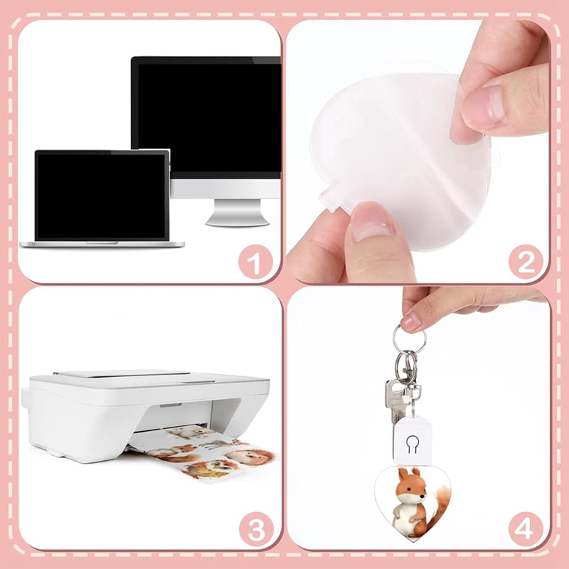 10 Pcs LED Sublimation Blank Keychain Lighted Heart Shape Transfer Keychain Acrylic Heat Sublimation Blanks