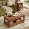thumbnail image 5 of Joaxswe 3 Pieces Farmhouse Coffee and End Table Set, Retro Coffee Table & 2-Drawer Side Table Set of 2 with Charging Station, Brown, 5 of 8