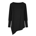 thumbnail image 3 of Kovlvoll Womens Long Sleeve Shirts Crewneck Loose Casual Asymmetrical Hem Shirt Fall Lightweight Thin Comfy Tunic Tops, 3 of 6