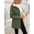 thumbnail image 6 of Women'S Warm Winter Coat Thicken Fleece Lined Parka Plus Size Jacket with Hood Green S, 6 of 9