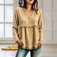 thumbnail image 4 of NominalSnug Tassel Tops for Women Fall Winter Long Sleeve Shirts V Neck Babydoll Loose Fit Blouses, 4 of 6