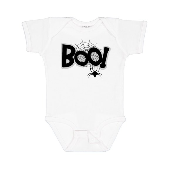 Inktastic Halloween Boo with Spider and Web in Black Boys or Girls Baby Bodysuit
