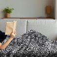 thumbnail image 3 of Black and White Soft Flannel Fleece Blanket, Western Scroll Pattern Design with Classical Cheery Flourishing Blossoms, Cozy Plush for Indoor and Outdoor Use, 50" x 60", Black White, by Ambesonne, 3 of 5