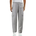 thumbnail image 2 of Mens Heavy Fleece Cotton Blend Casual Plain Athletic Gym Sport Cargo Sweatpants (Light Grey, 2XL), 2 of 2