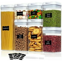 7 Pieces Airtight Food Storage Containers,  BPA Free Plastic Cereal Containers with Easy Lock Lids, for Kitchen Pantry Organization and Storage, with 10 Labels and 1 Marker Pen