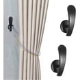 thumbnail image 1 of Curtain Holdback, 2 Pcs Wall Mounted Drapery Tie Backs, Decorative Metal Wall Hook for Drapery, Black, 1 of 5