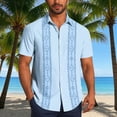 thumbnail image 2 of Lovzfmll Casual Vintage Bowling Camp Short Sleeve Beach Shirt, Men's Summer Button Up with Soft Breathable Fabric Light Blue, L, 2 of 6