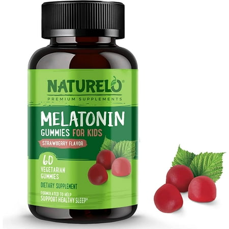 NATURELO, Melatonin Gummies For Kids, Strawberry, 60 Vegetarian Gummies