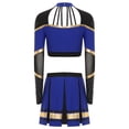 thumbnail image 4 of iiniim Costume de Pom-Pom Girl pour Femmes Uniforme de Cheerleading Tenue Robe 2 Pcs Haut Court avec Jupe Mini Plissée Bleu P, 4 of 5