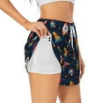 thumbnail image 2 of Bixox Women's Spaceships and Stars pattern 2 in 1 Running Shorts - Lightweight Athletic Workout Gym Yoga Shorts Liner with Pockets - Small, 2 of 7