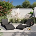 thumbnail image 1 of 80" Outdoor Chaise Lounge Set of 2 with Pull-Out Table & 5-Position Recliner – Wicker Patio Chairs for Poolside Sunbathing, 1 of 18