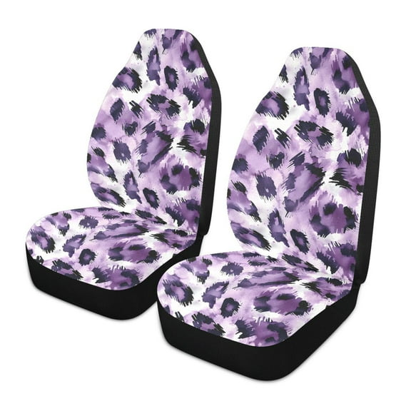 ALAZA Purple Leopard Car Seat Covers 2 PCs Universal Auto Front Seats Interior Protector