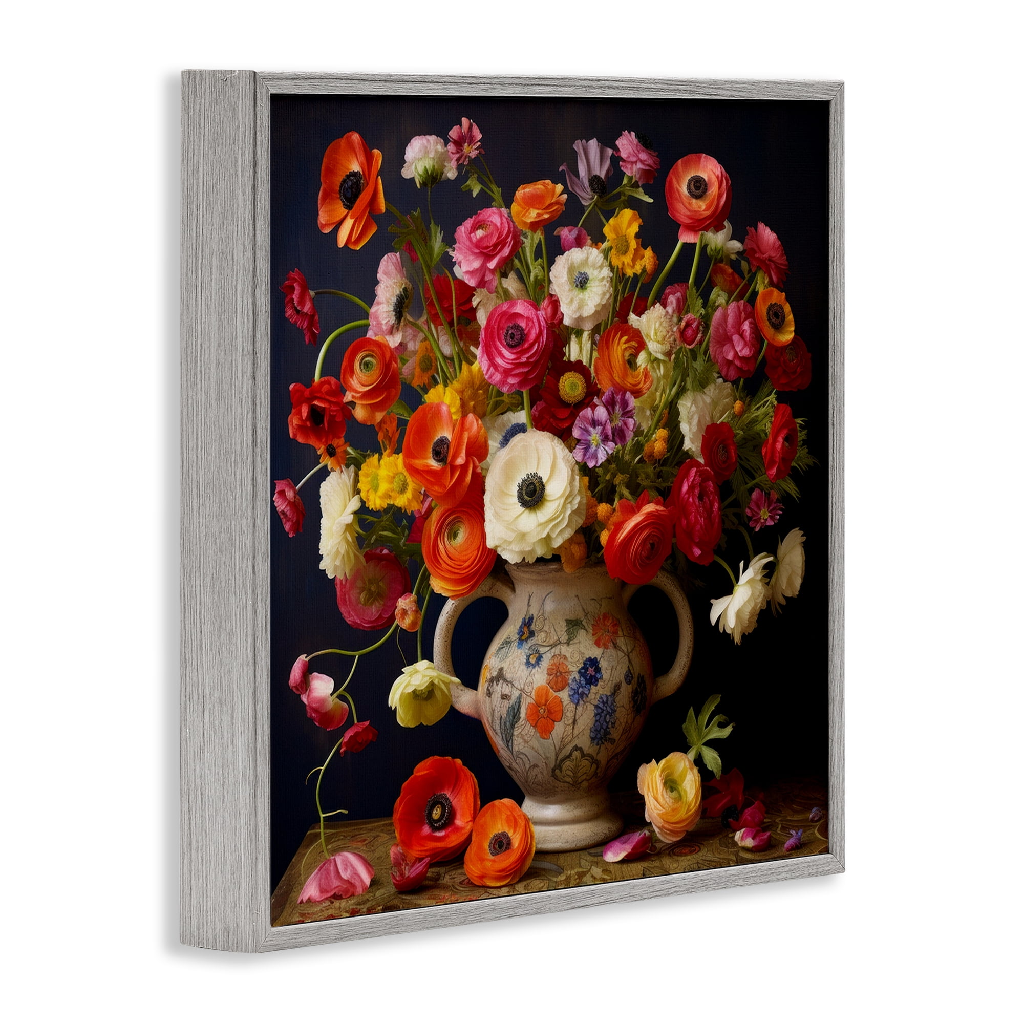 Stupell Industries Harmonious Bouquet Composition Gray Framed Giclee Art, design by Lazar Studio