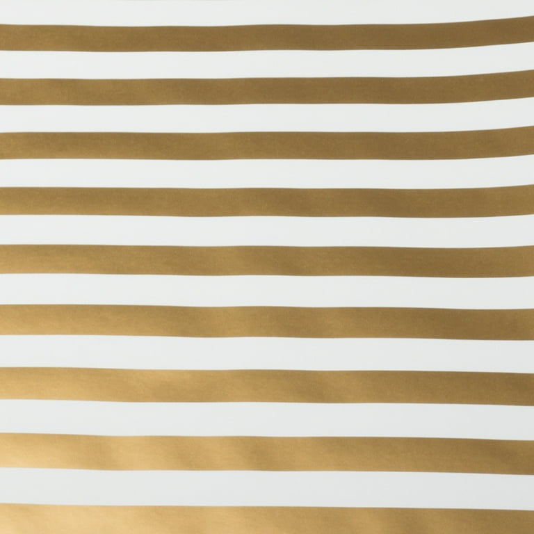 Jam Paper Gift Wrap - Striped Wrapping Paper - 25 Sq ft - Gold & White Stripes - Roll Sold Individually