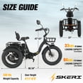 thumbnail image 6 of Skeri Electric Tricycle for Adults, 750W(Peak 1350W) Motor, 48V13Ah Battery, 20"x4" Folding Fat Tire 3-Wheel Electric Trike, 20MPH, Hydraulic Brakes, Rear Basket & Differential, UL2849, 6 of 13