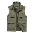 thumbnail image 2 of BiZtdJrK Men Solid Vest Zip Up Solid Sleeveless Workwear Jacket Big and Tall Casual Hiking Travel Golf Vest with Pockets Prime Day Sales Today Khaki XXXL, 2 of 3