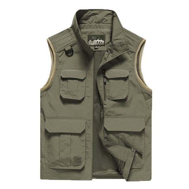 Birdeem Mens Work Clothes Jacket Solid Color Stand Collar Multiple Pockets Outdoor Sports Photography Leisure Coat