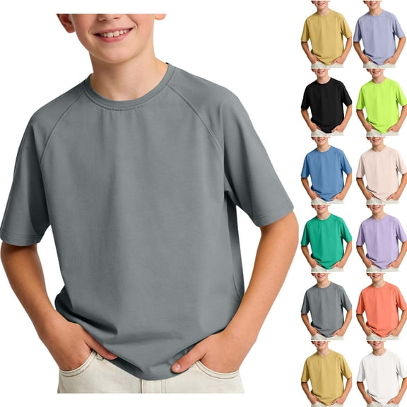 akafmk Boys Short Sleeve T-Shirts Athletic Shirts Ice Silk Fast Dry Outdoor Running Activewear Casual Summer Tops, 5-16Y