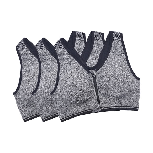 tredstone 3pieces Post Surgery Bra With Removable Pads Adjustable And Flexible For Comfort Easy To Wear Grey L