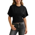 thumbnail image 2 of Lixiuxyad Fashion T Shirt Casual Loose Fit Cropped Tee With Irregular Hem And Waist Tie Streetwear Basic Top Tshirts Trendy,Black XXL, 2 of 6