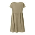 thumbnail image 6 of Summer for Women Cotton Linen Short Sleeve Crewneck Loose Ruffle Flowy Midi Tshirt Dress Beach Vacation Dress, 6 of 6