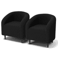 thumbnail image 2 of TLSUNNY 2 Set of Black Accent Barrel Chair, Upholstered Club Chair, Teddy Fabric Upholstered Armchair with Side Pocket, for Living Room/Bedroom, 2 of 8