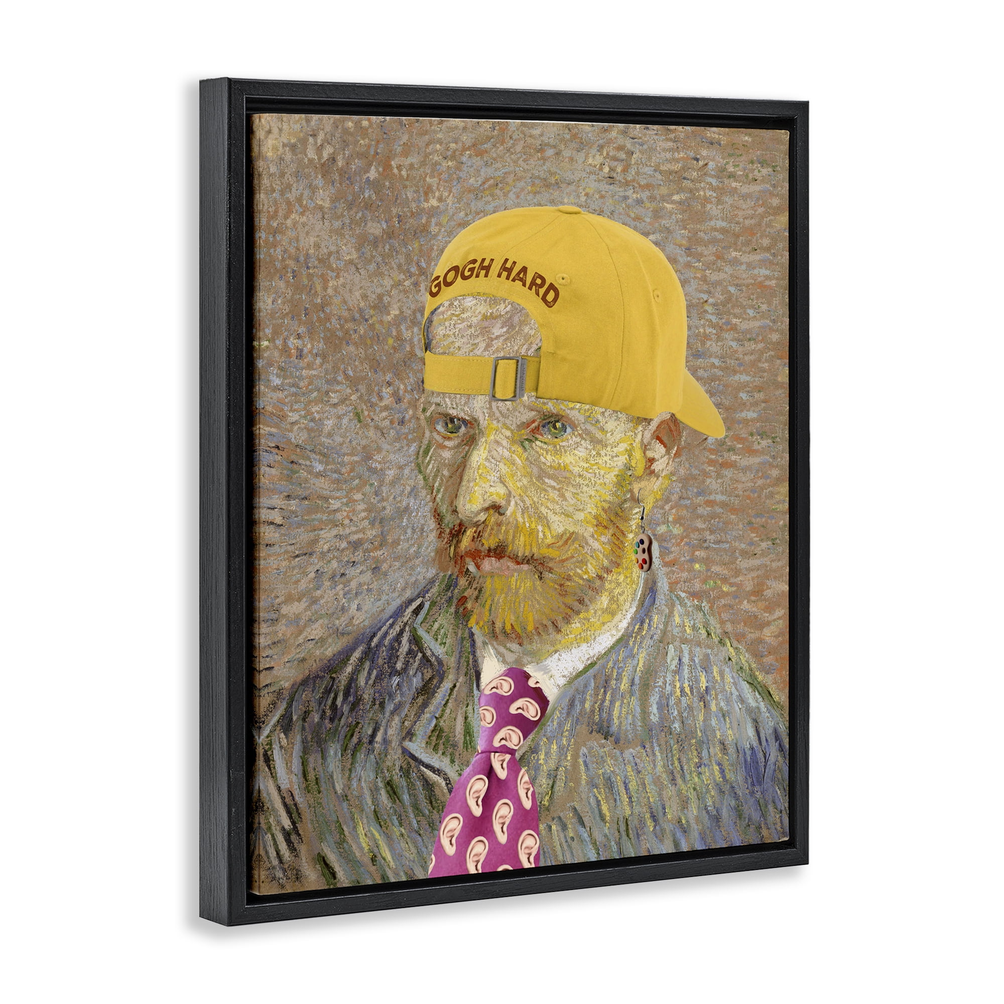 Van Gogh in Yellow hat Black Framed Floater Canvas Wall Art, design by Masters Redux