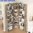 thumbnail image 4 of 71" Tall Corner Bookcase, Modern L-Shape Bookshelf with 18 Cube, Triple Wide Bookcase Display Display Shelf for Living Room, Home Office, Brown, 4 of 10