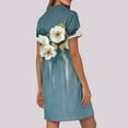 thumbnail image 4 of UoCefik Casual Midi Dresses For Women V Neck Short Sleeve Knee Length Dresses Business Floral Loose Fit Beach Sundress Vacation Summer Flowy Dress Blue XXL, 4 of 4