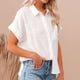 thumbnail image 4 of Parte Superior De La Moda Blusas básicas de algodón Ropa diaria de manga corta para mujer de corte holgado (Blanco XXL) Cgtredaw para Mujer Blanco T M, 4 of 6