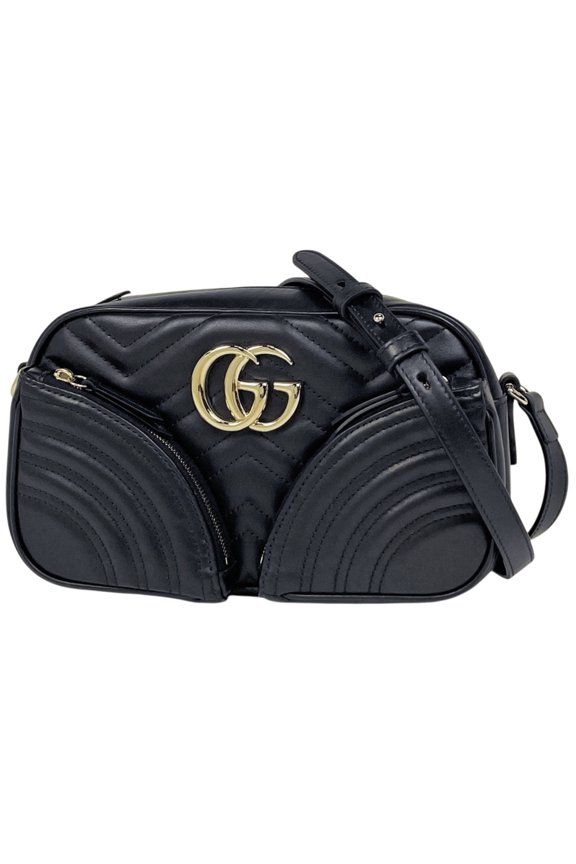 Pre-Owned Gucci GG Marmont Shoulder Bag, Leather, Black, 798715, Women's
