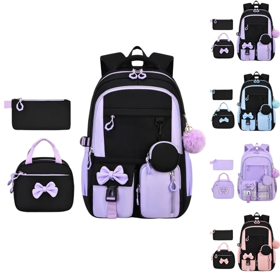 Backpack for Girls - Bookbag Backpacks Schoolbag for Girls Kids Teen Women Casual Travel Daypacks - School Bag Elementary Middle School College Cute Backpack with Lunch Box (Black)