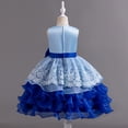 thumbnail image 5 of Girl Ruffle Tiered Tutu Gown Flower Girl‘s Sleeveless Lace Princess Dresses with Big Bowknot Party Ball Tulle Pageant Gowns for Wedding, Birthday, Christmas - 3-10T, 5 of 5